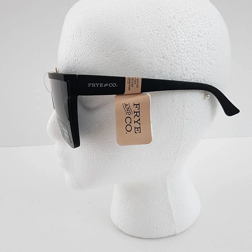 Frye Black Retro Oversized Square Shield Sunglasses 100% UV - Picture 5 of 6